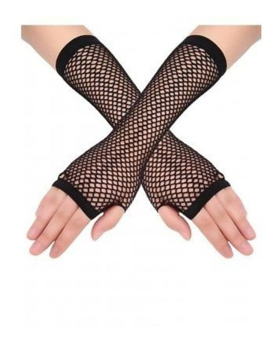Imagen 4 de 9 de Guantes De Red Sin Dedos Mediano Negro X 12 Unidades