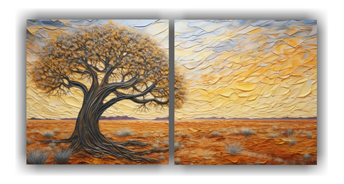 120x60cm Set 2 Lienzos De Tela Colores Habitación A Savanna