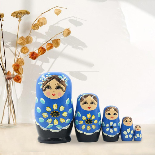 Muñecas rusas que anidan, 5 capas, azules, 5 capas, azul