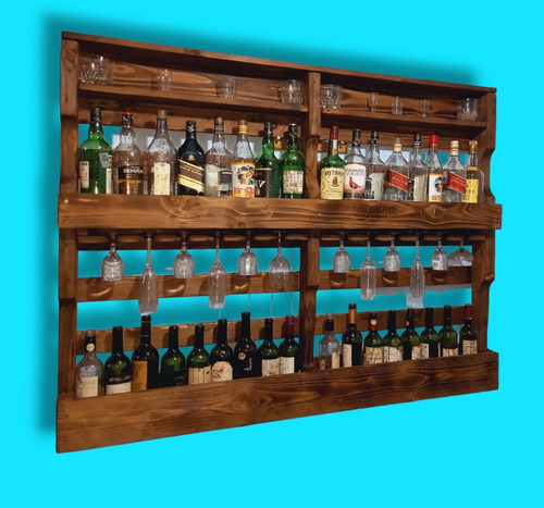 Bar Botellero En Madera Aéreo , Nogal.