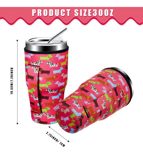 4 Piezas De Fundas Reutilizables Café Helado De Neopre...
