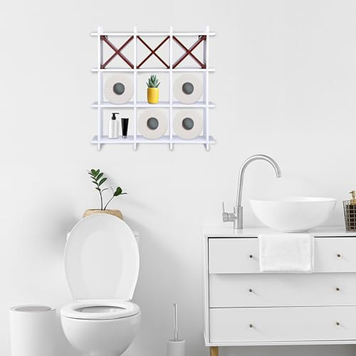 Soporte De Papel Higiénico Tic Tac Toe Estante De Baño Rusti