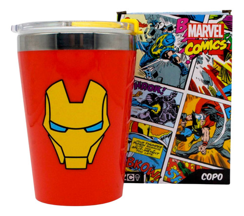 Copo Homem De Ferro Semi-térmico Com Tampa 300ml Marvel