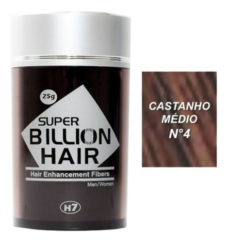 Super Billion Hair - Queratina Em Pó - Disfarça Calvície 25g Cor De Cabelo Castanho Médio Fragrância Do Tratamento Cores