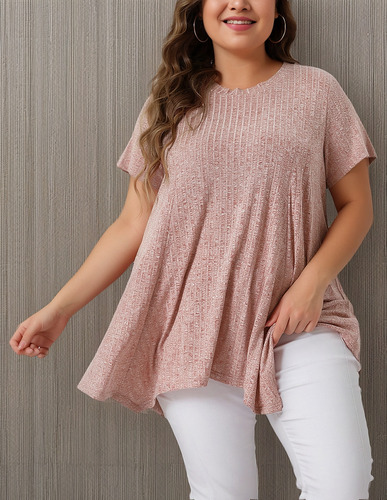 A Blusas Talla Grande Tops Informal Con Dobladillo De