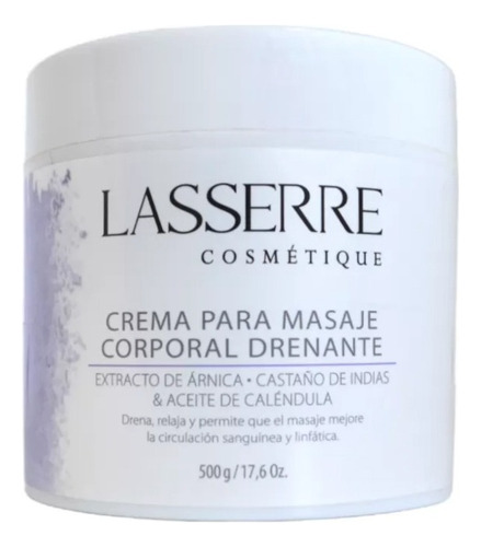 Crema Para Masaje Relajación Y Drenaje Rostro/cuerpo 500gr