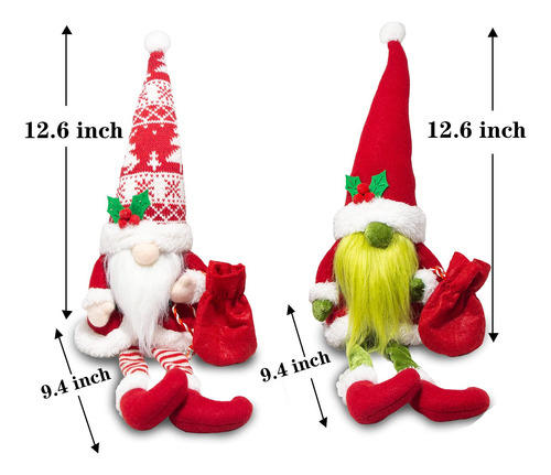 Decoración Navideña, Gnomos Navideños De Felpa, 2 Piezas,