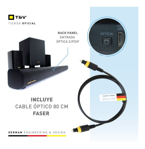 Imagen 3 de 9 de Barra De Sonido Home Theater 5.1 Inalambrica 200w 4k Hdmi