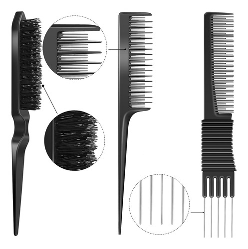 Juego De 3 Cepillos De Pelo Con Puntas De Metal Y Punta De M