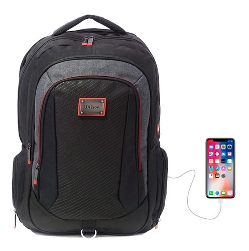 Imagen 1 de 10 de Mochila Porta Notebook 17 Wilson Urbana Reforzada Deportes