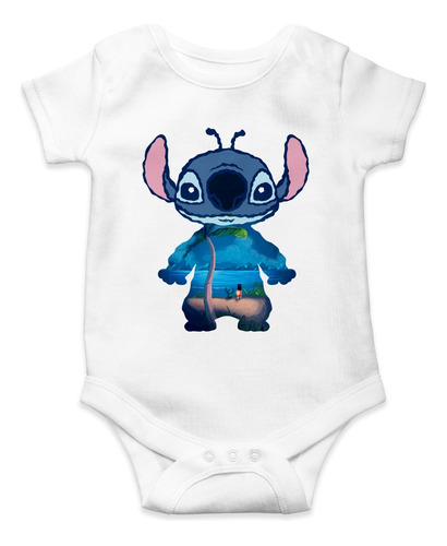 Body De Bebe Lilo Y Stitch Paisaje Algodon Manga Corta