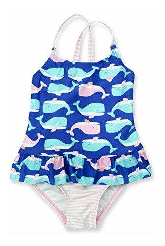 Carter S Little Girls 1-pc Skirted Whale Swimsuit, Azul