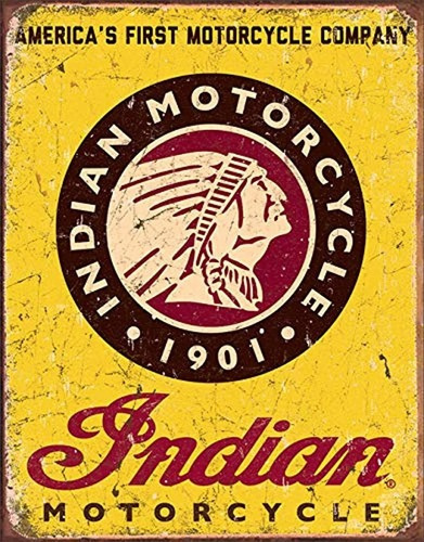 Letrero De Aluminio Indian Motorcycles Since 1901 13x16