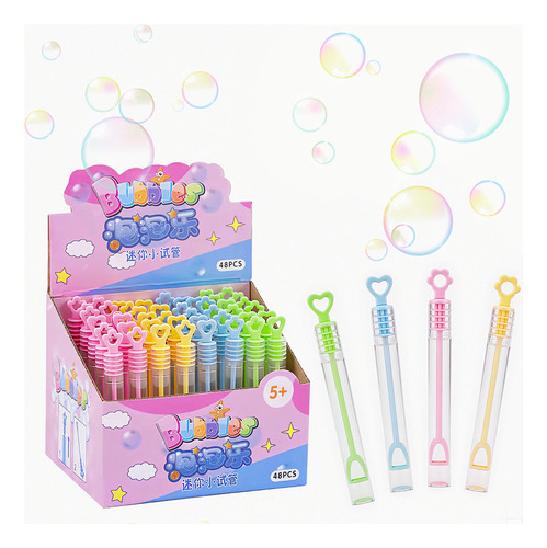 48 Burbujero Colores Tapa Corazon Gel Lanza Burbujas
