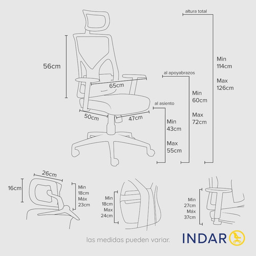 Imagen 3 de 9 de Sillon Gerencial Indar Cool Ergonomico Apoyo Lumbar Cabezal