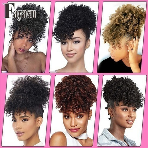 A Afro Hair Bun Extensión Cola De Caballo Con