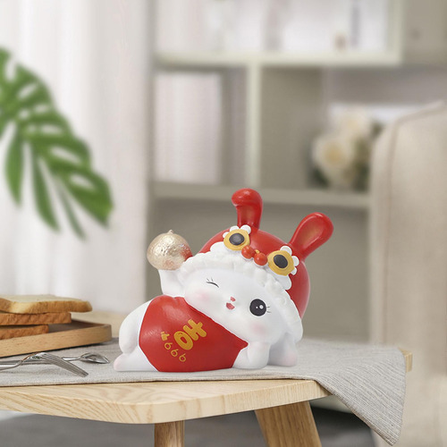 Escultura Comedor Tienda Chino Animal Conejo 6,5x3,7x5cm