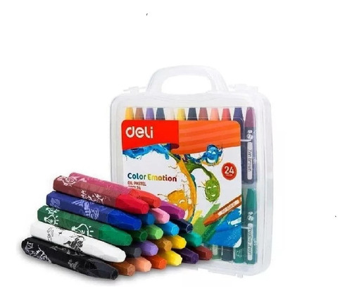  Crayones Deli Pastel Al Oleo Valija / 24 Colores