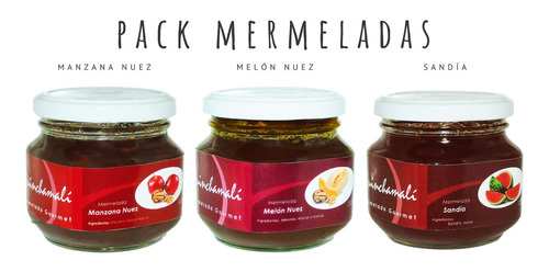 Mermeladas Quinchamali Manzana Nuez, Melón Nuez, Sandía