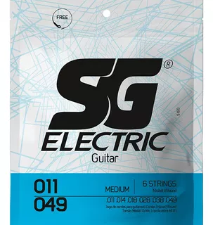 Encordoamento Sg 011 Medium Para Guitarra + Palheta E 1ª Mi