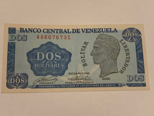 Billete De 1 Y 2 Bolívares Oct 05 1989 Tinoquitos Vf+ 