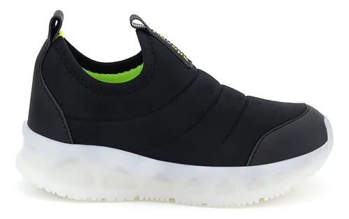 Zapatillas Luces Led Livianas Negras Elastizadas Novop