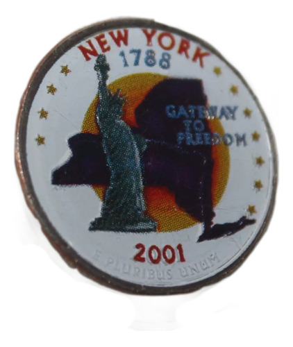 Moneda Cuarto De Dolar Coloreada New York 2001