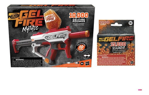 Nerf Pro Pack Pistola Hidrogel Fire Mythic 25000 Perlas