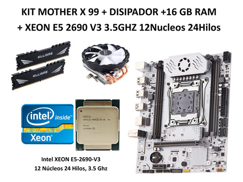 Kit Gamer Qiyida Vrm + Xeon 2690v3 3.5 + 16gbram + Disipador