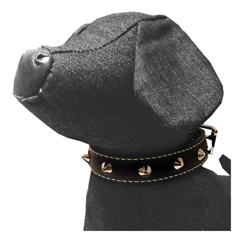 Collar Para Perros De Cuero Regenerado 3 X 64 Cm - Negro