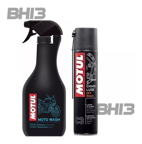 Kit E2 Moto Wash + C3 Spray Lubrificante Corrente Chain Lube