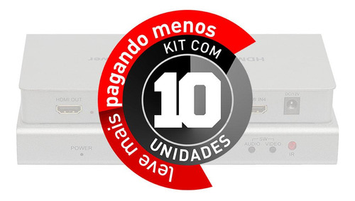 Switch Inteligente Quad Multi-viewer 4x1 - Kit 10