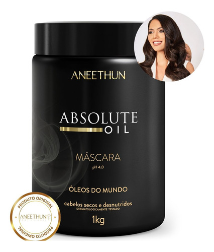 Mascara Absolute Oil Aneethun Nutrição Cabelos Secos 1kg