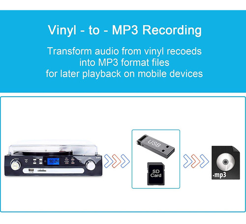 Tocadiscos Digitnow, Casete Bluetooth De Vinilo A Mp3, Color
