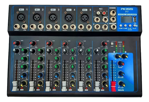 Consola Pasiva Mixer Ross F-7 8 Canales Bt Usb Phantom Dela