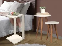Comprar Conjunto 3 Mesas De Centro Lateral Pé Palito Tripé Off White