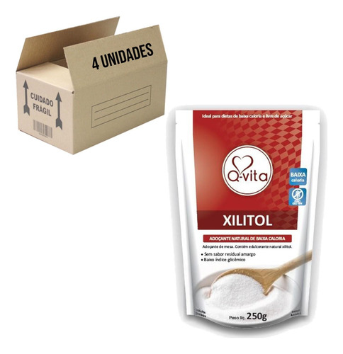 Xilitol Q-vita 250g Kit 4 Unidades