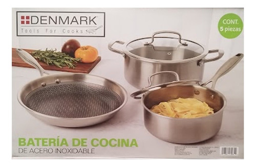 Batería De Cocina Denmark Con 5 Pzas Acero Inoxidable Msi Color Gris