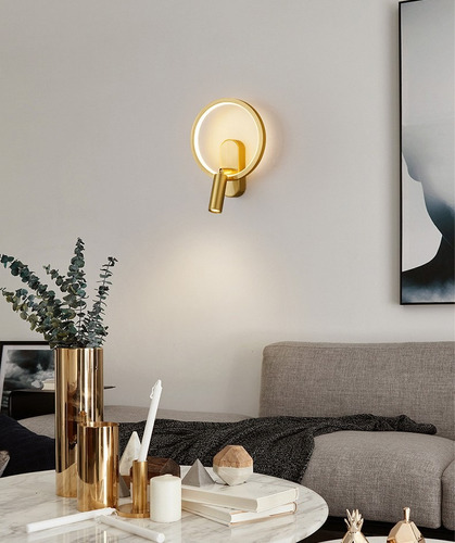 Aplique Led De Pared, De Color Oro Con Lámpara De Lectura