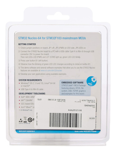 Placa De Desarrollo Stm32 Nucleo-64 Con Stm32f103rb Mcu, ...