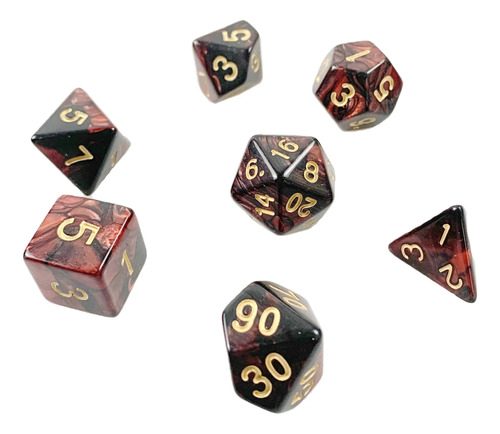 Dados Dungeon & Dragons Rol Negro Con Rojo Pearl 