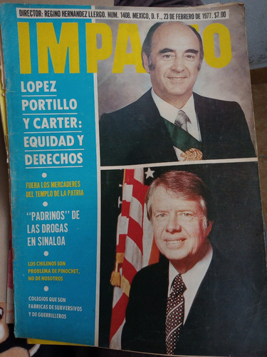 Jose Lopez Portillo Y Jimmy Carter En Revista Impacto 1977 (Usado)