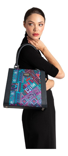 Bolsa Yaab Pineda Covalin Diseño Ruta Puuc Color Azul/morado