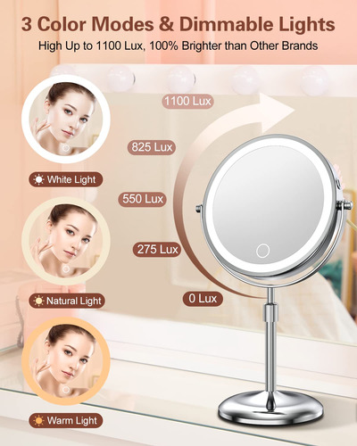 Espejo De Maquillaje Iluminado Con Soporte Ajustable, [3