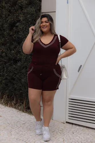 Conjunto Shorts Blusa Brilho Balada Moda Feminina 2019