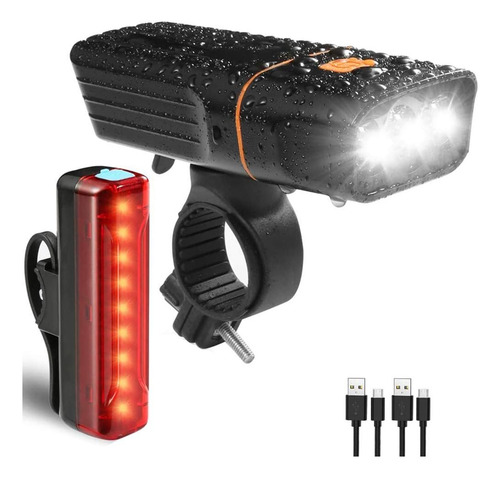 Luz Bicicleta 1000lm Con Luz Trasera Recargable Y Resistente