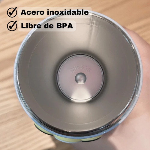 Botella Térmica Infantil Doble Pico Acero Inoxidable 520 Ml Blanco
