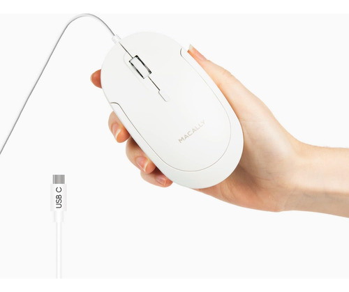 Mouse Óptico Macally, Usb-c, 4 Niveles Dpi, Color Blanco