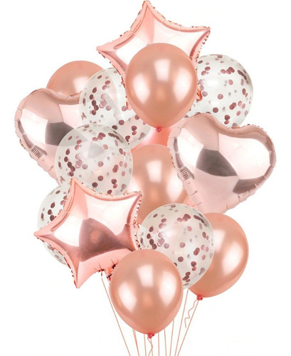 Set Globos Metalizados Rosa Oro X 10 Unidades - Fiesta