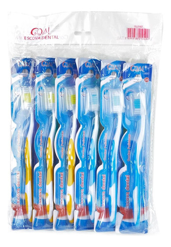 Escova Dental 12 Peças Adulto Média Color/branco
